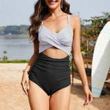Maclair & Co. - Women's One Piece Swimsuits Tummy Control Cutout High Waisted Bathing Suit Wrap Tie Back