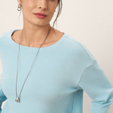 Boat Neck Button Back Long Sleeve Top AIRA