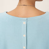 Boat Neck Button Back Long Sleeve Top AIRA