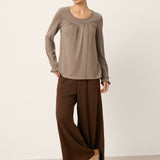 Cashmere Curved Seam Long Sleeve Top BROOKLYN