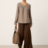 Cashmere Curved Seam Long Sleeve Top BROOKLYN