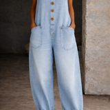 Sadie - Vintage Washed Cotton Denim Overalls