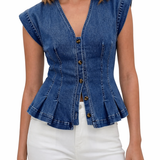Viera - V-Neck Denim Top