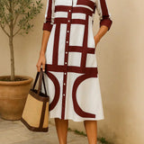 Axis - Shirt Dress with Geometric Print