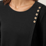 Cotton-Linen Contrast Panel Long Sleeve Top SILVIA