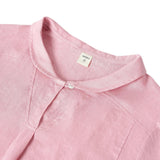 100% Linen Stripe Shawl V-Neck Half Sleeve Top