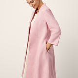 100% Linen Sculpted Waist V-neck Longline Jacket Top AZURA