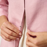 100% Linen Sculpted Waist V-neck Longline Jacket Top AZURA