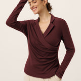 Wool Asymmetric Side Ruched Stretch Top BRIONY