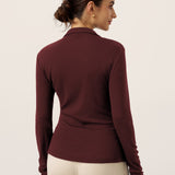 Wool Asymmetric Side Ruched Stretch Top BRIONY