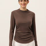 Wool Mock Neck Waist Pleat Top ISOLDE