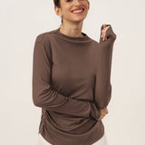 Wool Mock Neck Waist Pleat Top ISOLDE