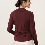 Wool Mock Neck Waist Pleat Top ISOLDE