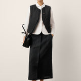 Linen-Lyocell Panel Layered Vest ODELIA
