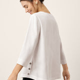 Linen-Lyocell V-Neck Button Detail Overtop ODETTE