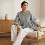 Linen Checked Long-Sleeved Top CAROLINE