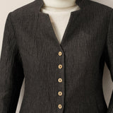 Linen Mandarin Collar Button-Up Shirt Jacket KIMBERLY