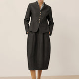 Linen Mandarin Collar Button-Up Shirt Jacket KIMBERLY