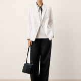 Linen Peak Lapel Crossover Blazer IRIS