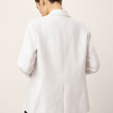 Linen Peak Lapel Crossover Blazer IRIS