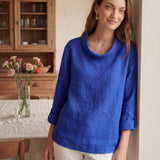 100% Linen Draped Neck Top HOLLIS