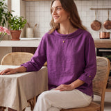 100% Linen Draped Neck Top HOLLIS