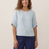 100% Linen Elbow Sleeve Pullover Top NOLA