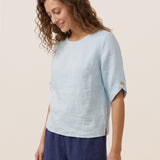 100% Linen Elbow Sleeve Pullover Top NOLA