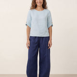 100% Linen Elbow Sleeve Pullover Top NOLA