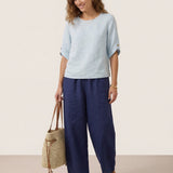 100% Linen Elbow Sleeve Pullover Top NOLA