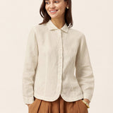 100% Linen Small Collar Curved Hem Tailored Shirt AVELINE