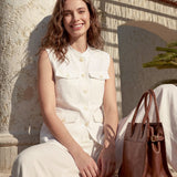 100% Linen Four-Pocket Tailored Sleeveless Vest COSIMA