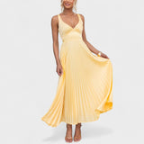 Abigail - Yellow Pleated Maxi Dress