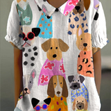 Tina - Dog Print Blouse