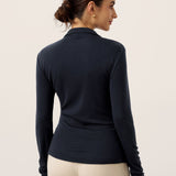 Wool Asymmetric Side Ruched Stretch Top BRIONY