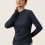 Wool Mock Neck Waist Pleat Top ISOLDE