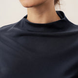 Wool Mock Neck Waist Pleat Top ISOLDE
