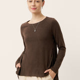 Wool Panelled Ruched Asymmetric Hem Top KALISTA