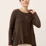 Wool Panelled Ruched Asymmetric Hem Top KALISTA