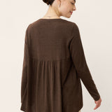 Wool Panelled Ruched Asymmetric Hem Top KALISTA