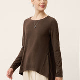 Wool Panelled Ruched Asymmetric Hem Top KALISTA