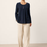Wool Pleated Front Long Sleeve Top IVA