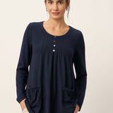 Wool Pleated Front Long Sleeve Top IVA