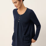 Wool Pleated Front Long Sleeve Top IVA