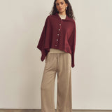Merino Wool Multi-Cape With Button Scarf Shawl Stole Muffler Poncho