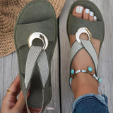 Stella - Flat Sandals With Metal Buckle