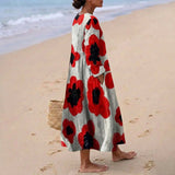 Elva - Floral Maxi Dress in Red