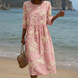 Paula - Midi Dress with Plant and Flower Print