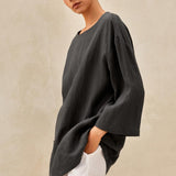 100% Linen Loose Long Shirt LILY