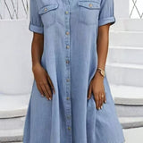 Patricia - Casual Denim Style Midi Dress